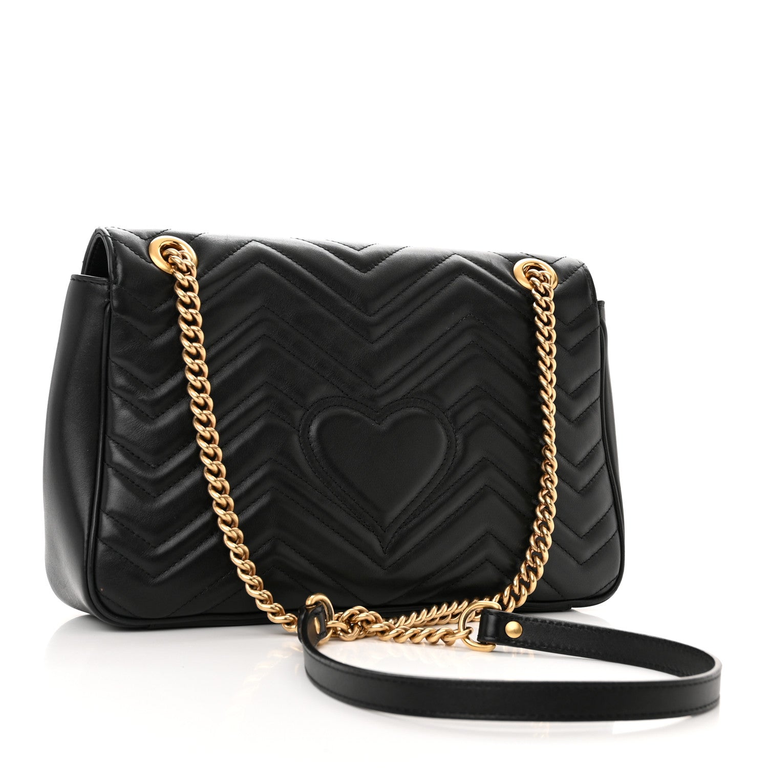 Gucci Calfskin Matelasse Medium GG Marmont Shoulder Bag Black 3 of 16