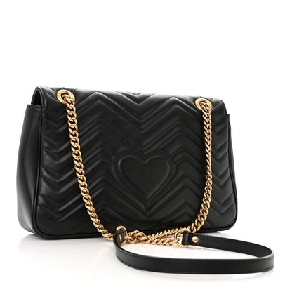 Gucci Calfskin Matelasse Medium GG Marmont Shoulder Bag Black 3 of 16