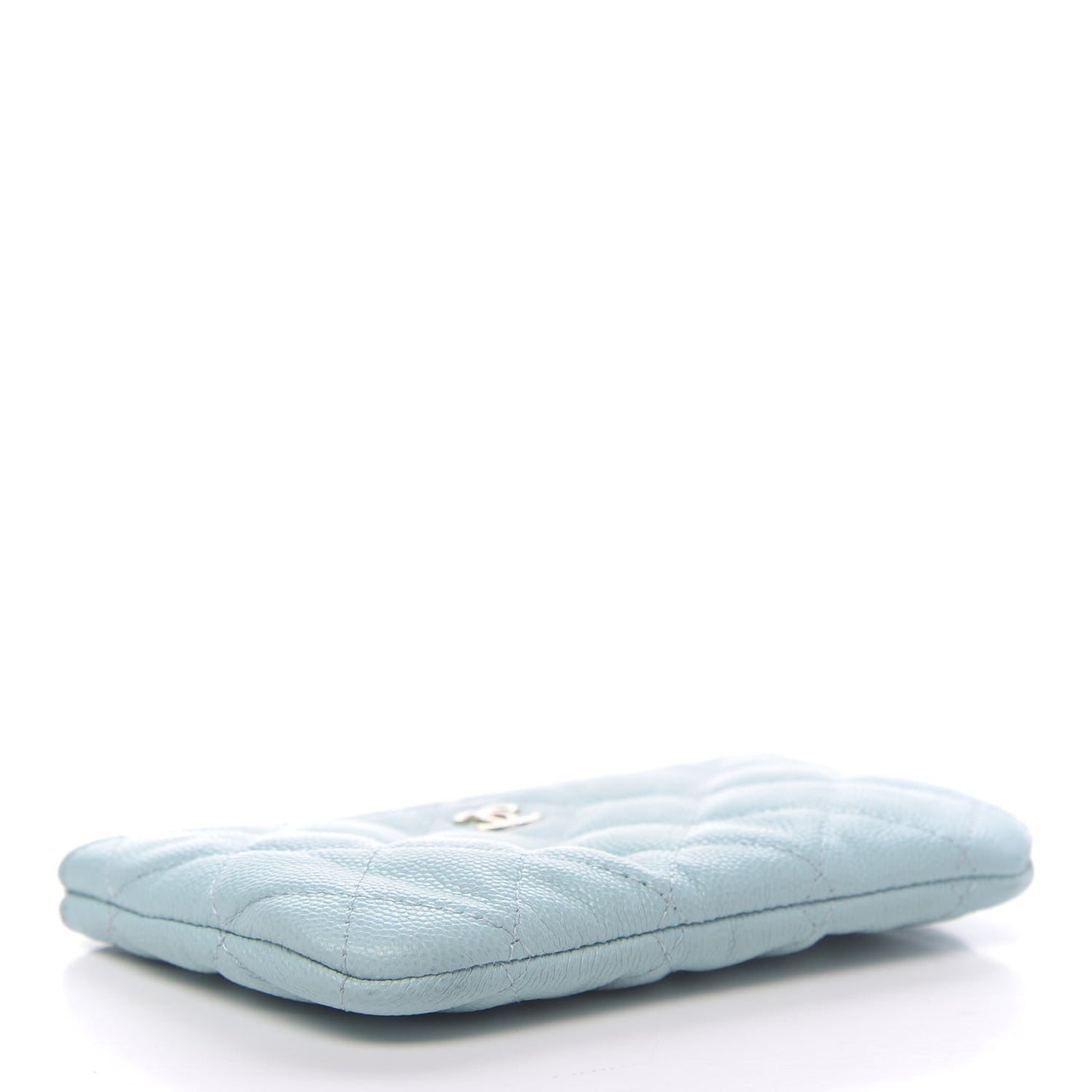 Caviar Quilted Small Cosmetic Case Light Blue