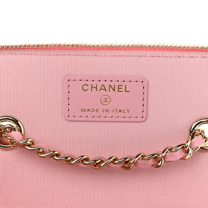 Chanel Lambskin Camellia Embossed Small Vanity Case With Chain Pink 6 of 10