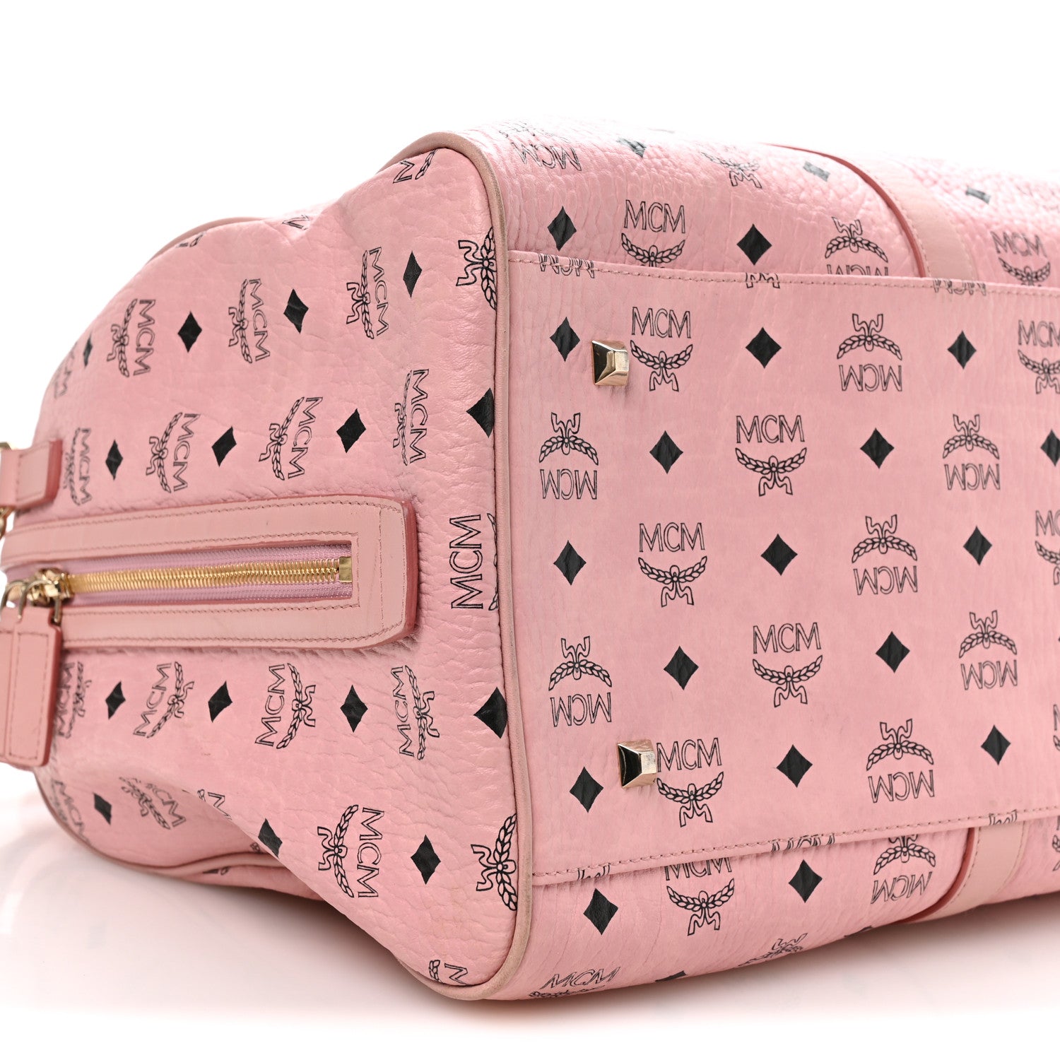 MCM Visetos Large Traveler Weekender Bag Light Pink 8 of 9