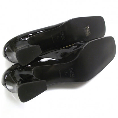 Prada Vernice Penny Loafer Heels 41 Black 4 of 6
