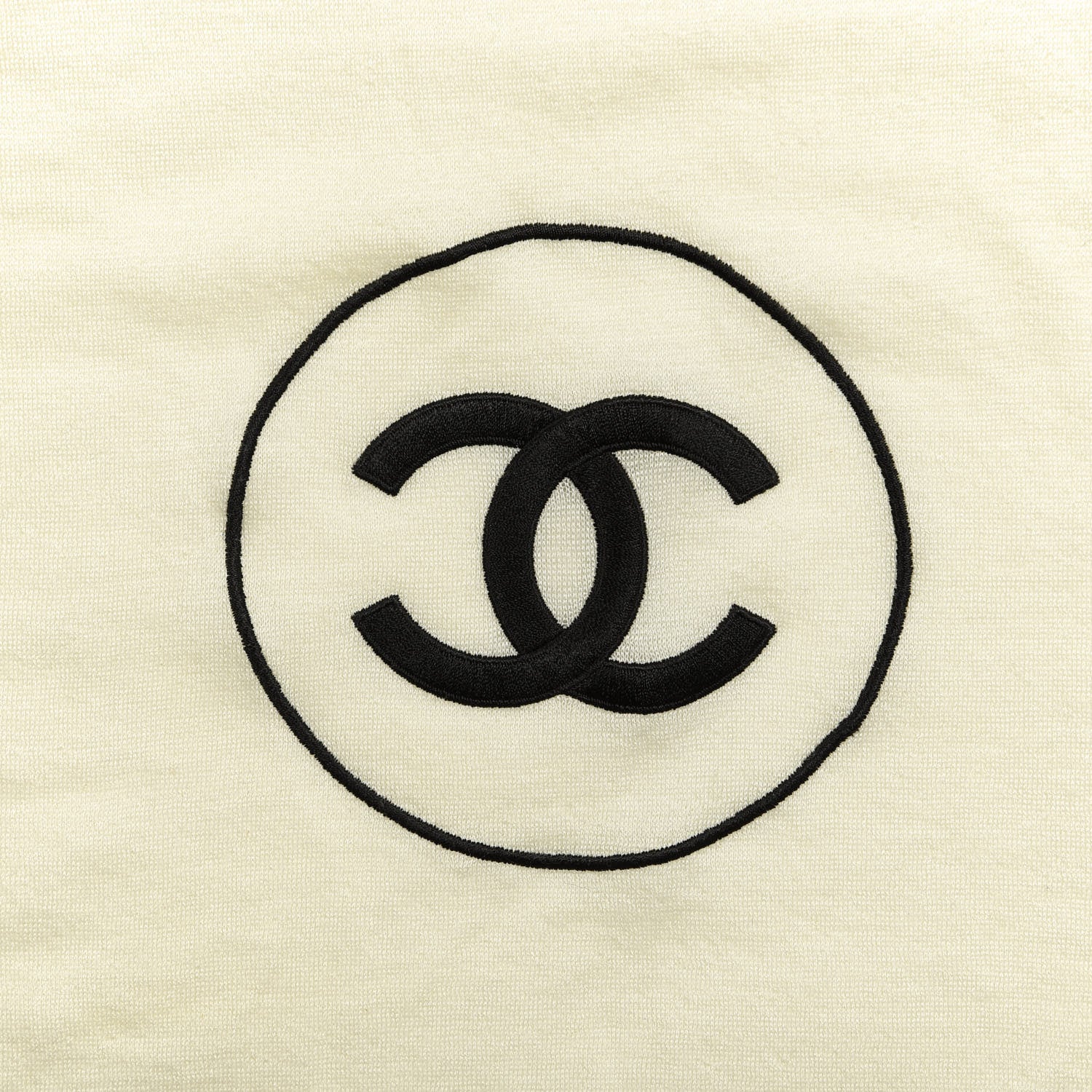 Chanel Cashmere Silk CC Scarf White Black 2 of 3