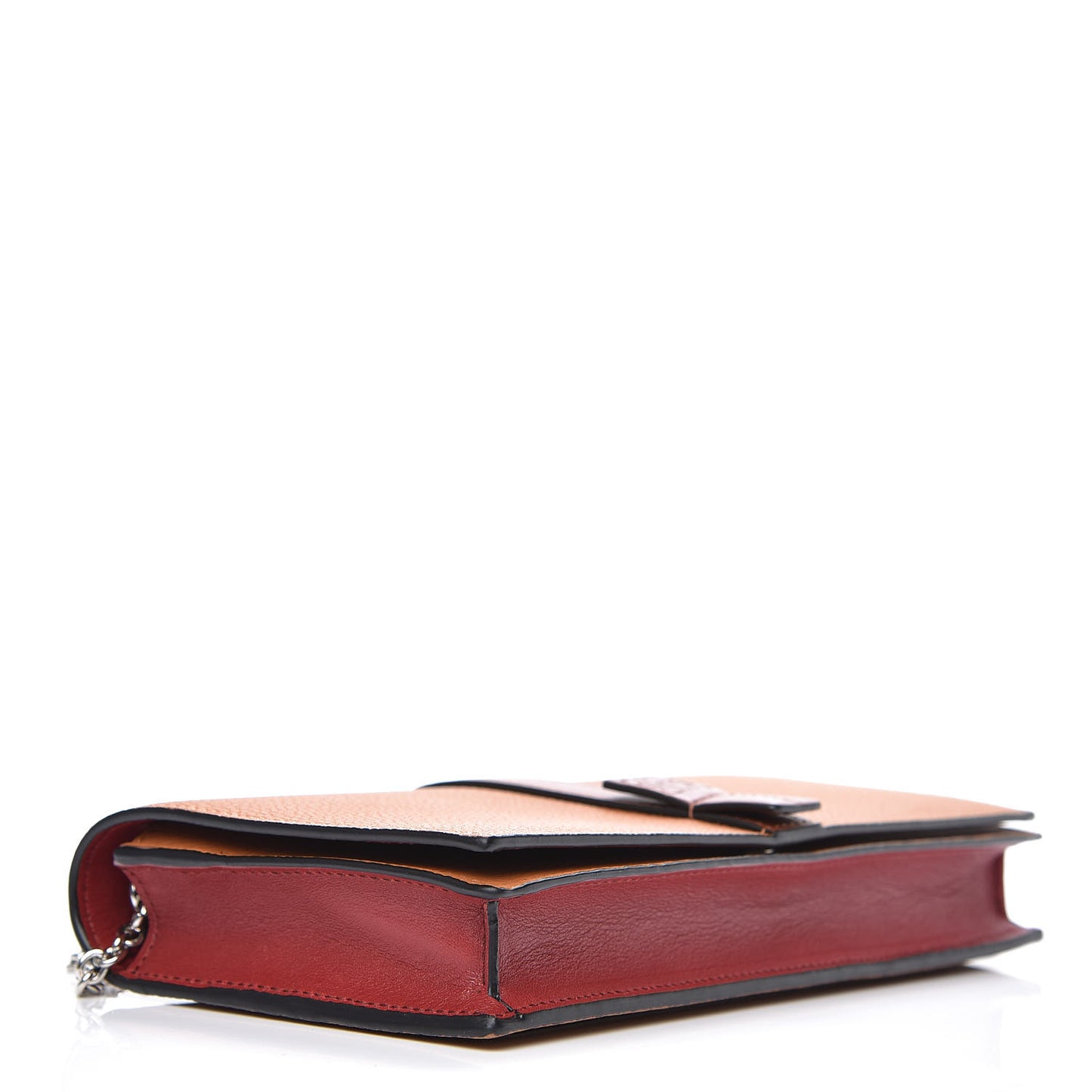 Grained Calfskin Chain Wallet Caramel Pecan