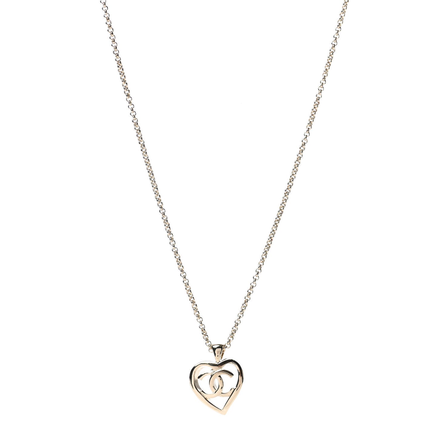 CC Heart Chain Pendant Necklace Gold