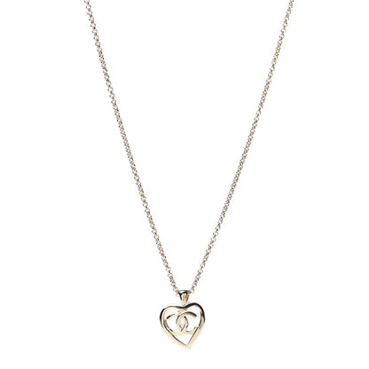 Chanel CC Heart Chain Pendant Necklace Gold 1 of 5