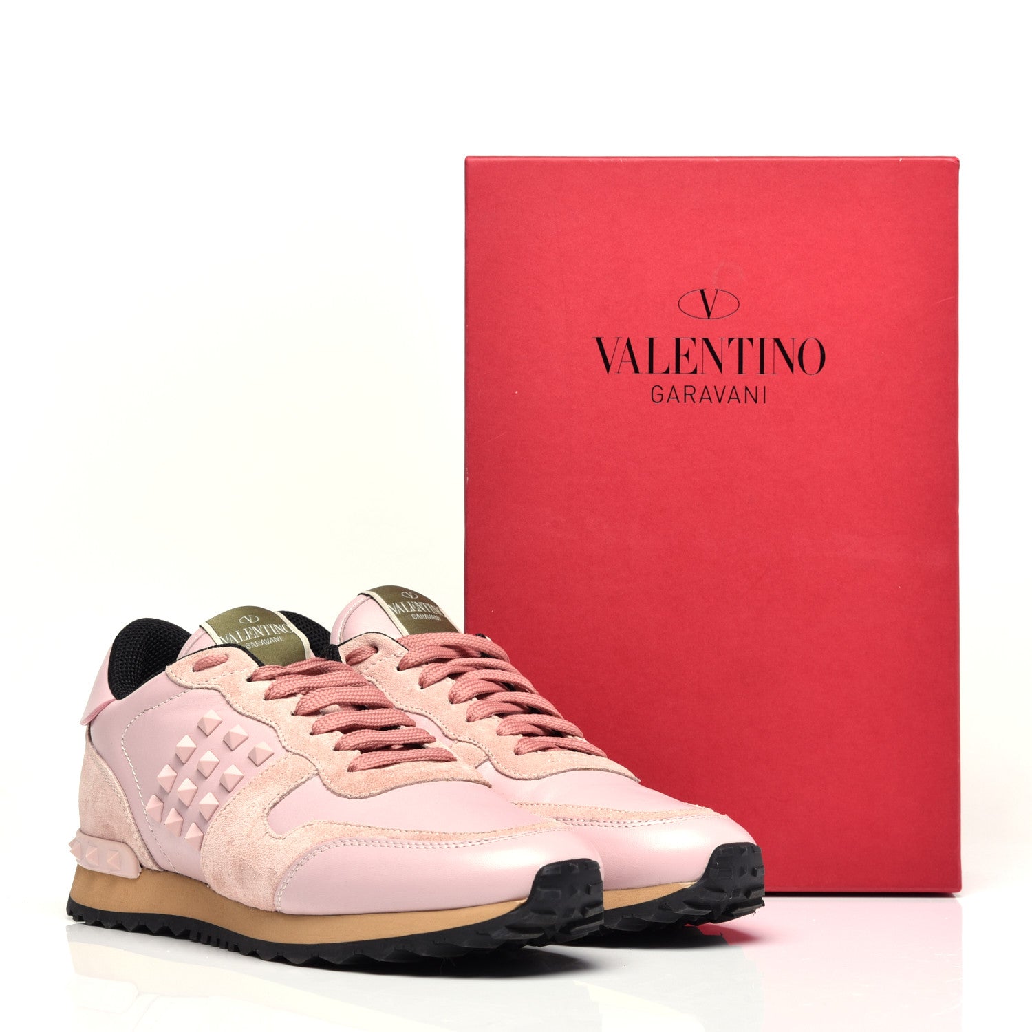 Valentino Garavani Calfskin Suede Rockstud Sneakers 39 Pink 11 of 11
