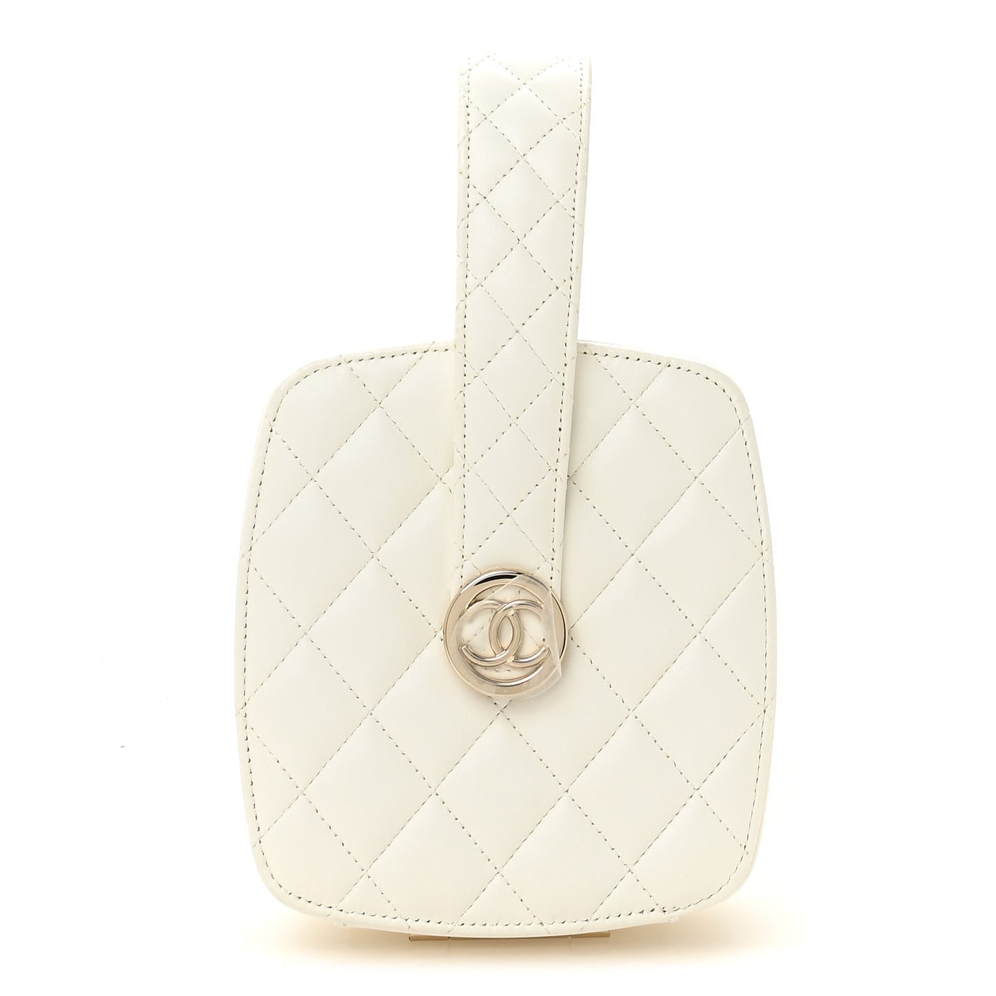 Lambskin Minaudiere Vanity With Handle White