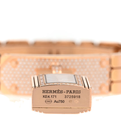 Hermes 18K Rose Diamond Pave 16mm Kelly Quartz Watch 3 of 4