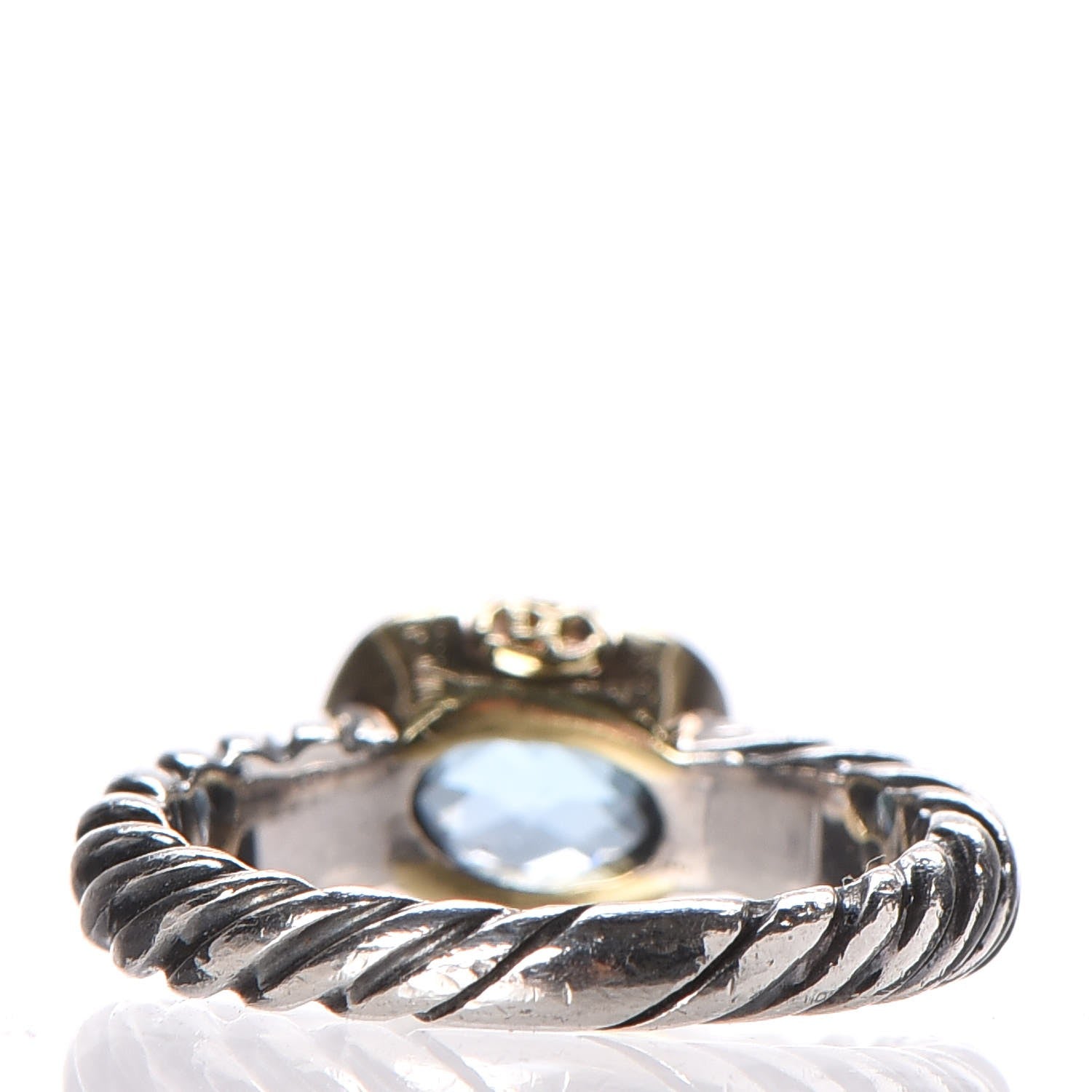 David Yurman Sterling Silver 18K Yellow Gold Blue Topaz 8mm Noblesse Ring 49 5 3 of 7