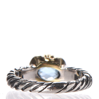 David Yurman Sterling Silver 18K Yellow Gold Blue Topaz 8mm Noblesse Ring 49 5 3 of 7
