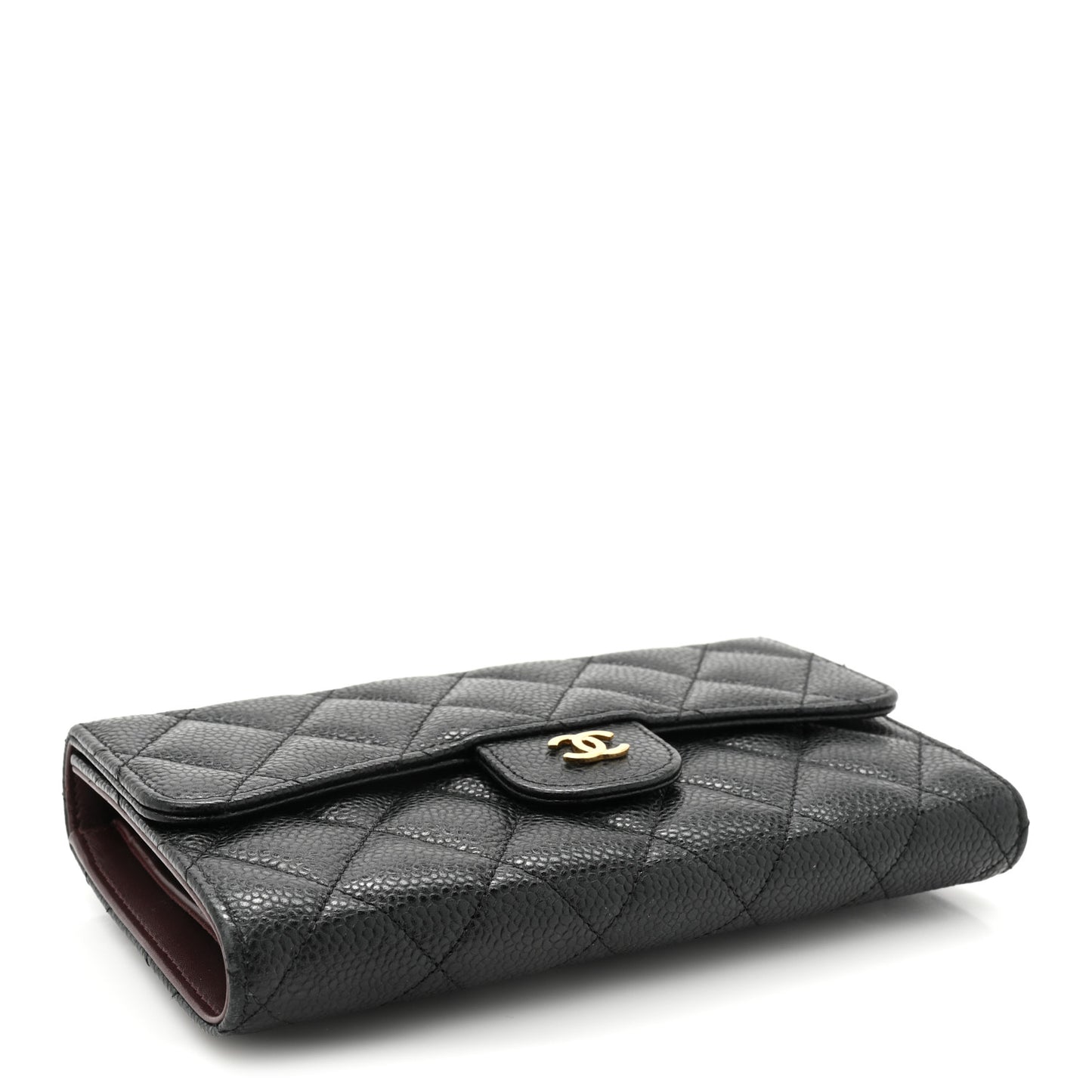 Caviar Quilted Large Flap Wallet Black