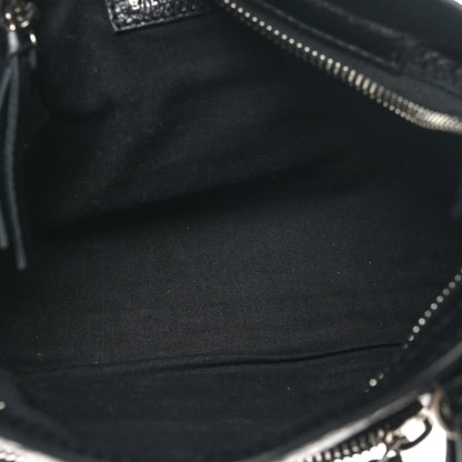 Balenciaga Agneau Classic Silver Hardware Mini City Logo Strap Black White 6 of 10