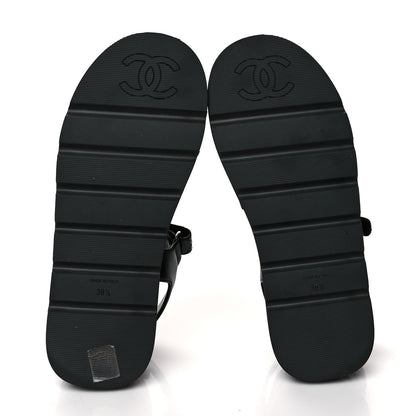 Chanel Lambskin Quilted Platform Sandals 38.5 Black 5 of 10