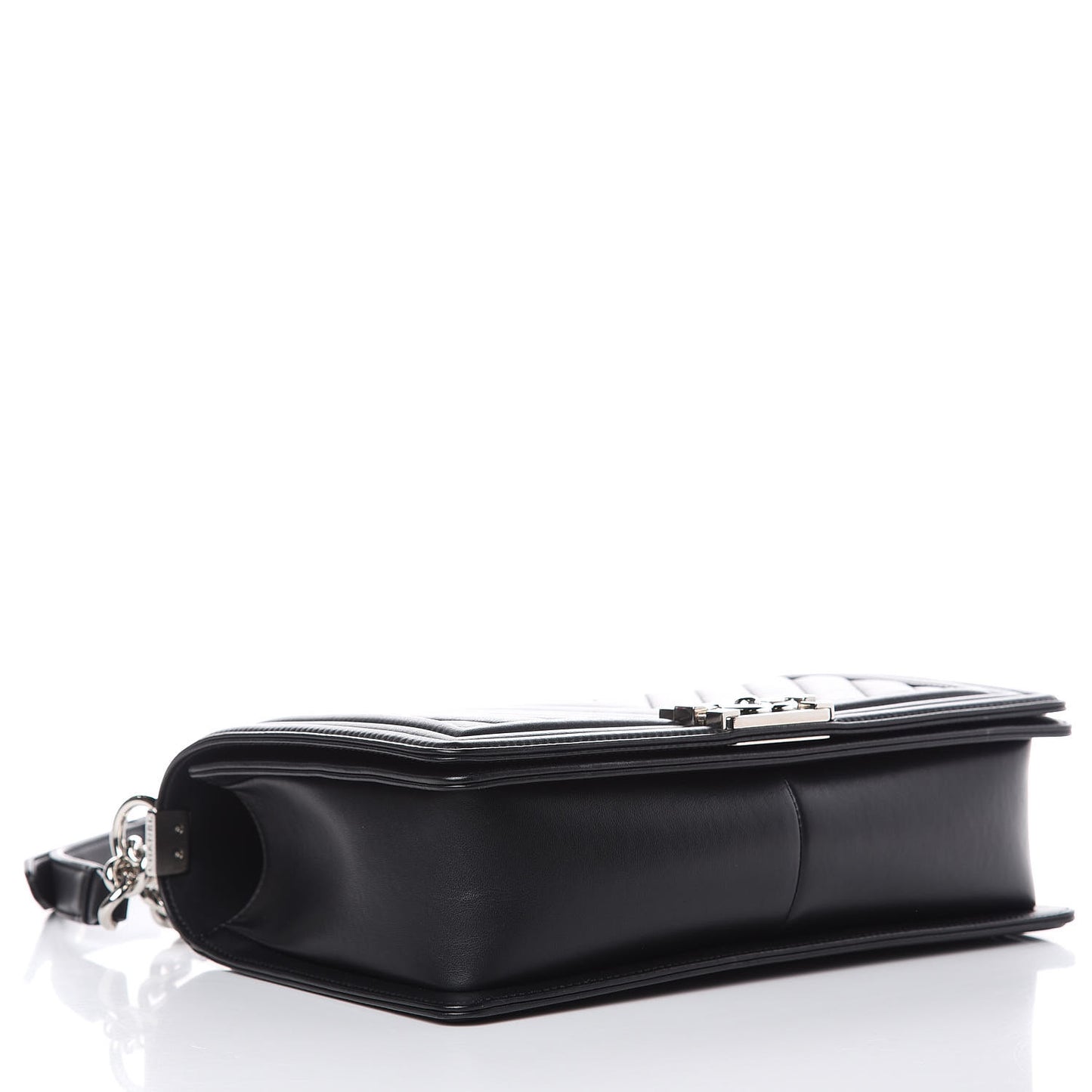 Calfskin Chevron New Medium Boy Flap Black