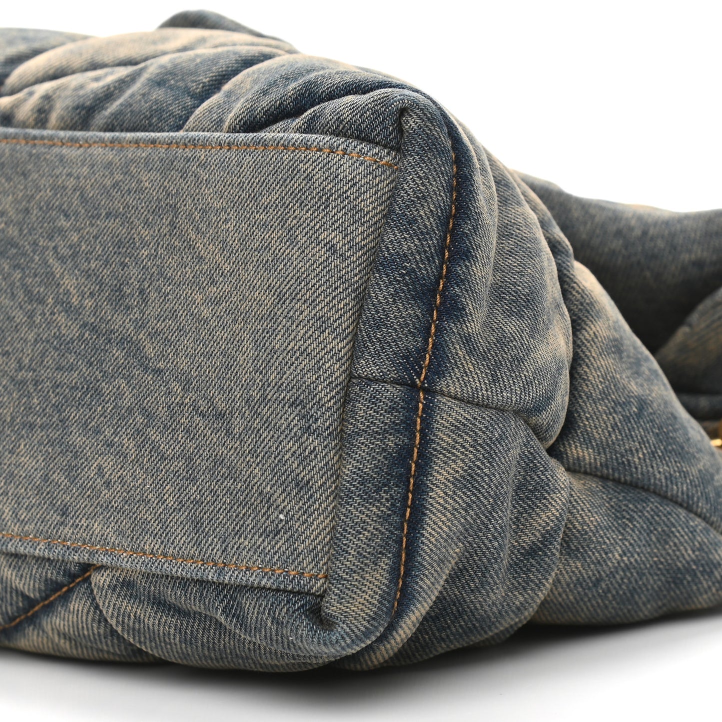 Denim Quilted Small Loulou Puffer Monogram Chain Satchel Blue Cinnamon