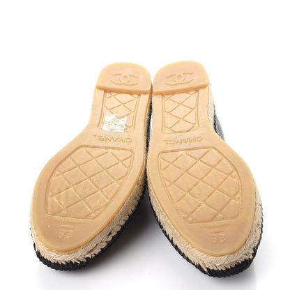 Chanel Lambskin Quilted CC Espadrilles 38 Black 5 of 12