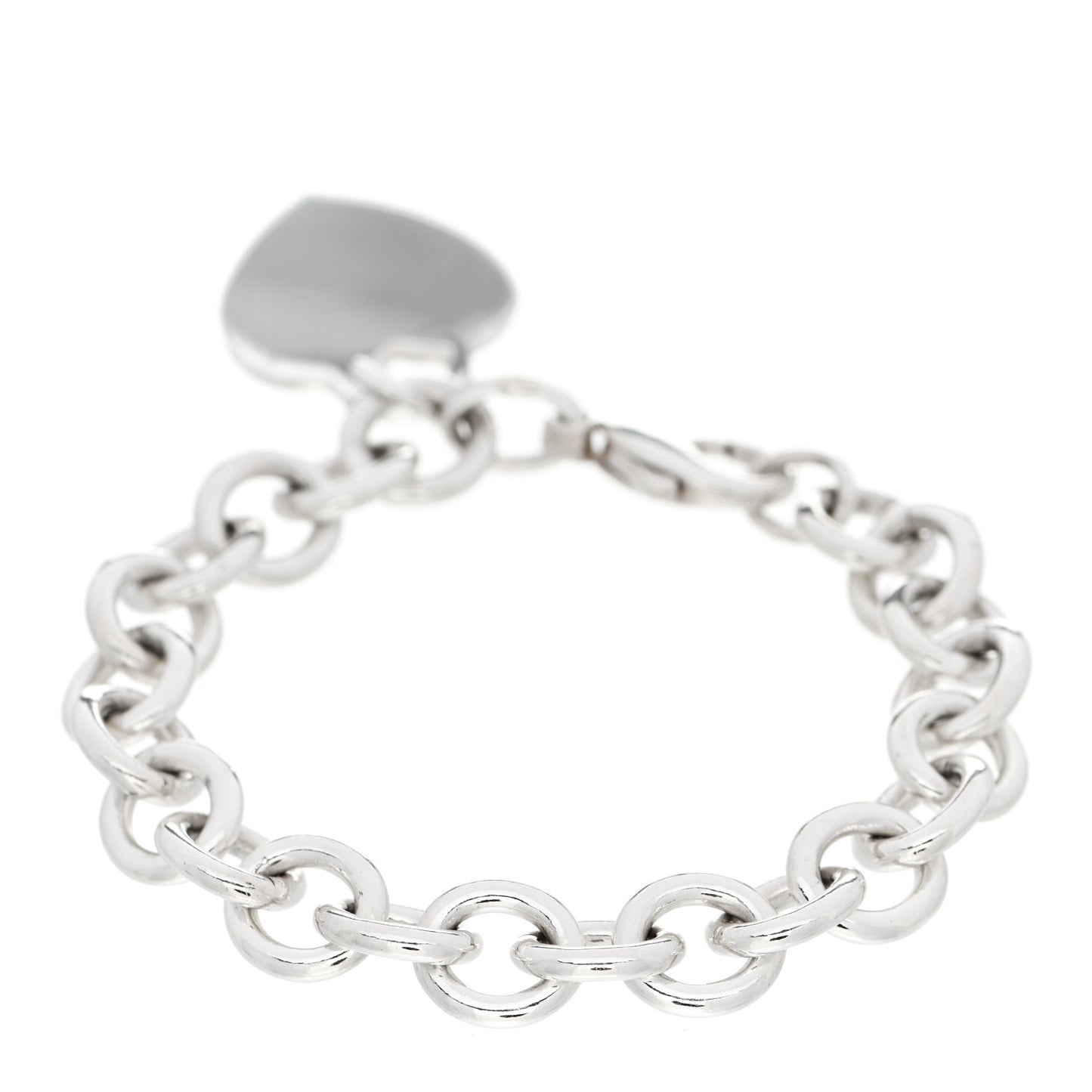Sterling Silver Heart Tag Charm Bracelet