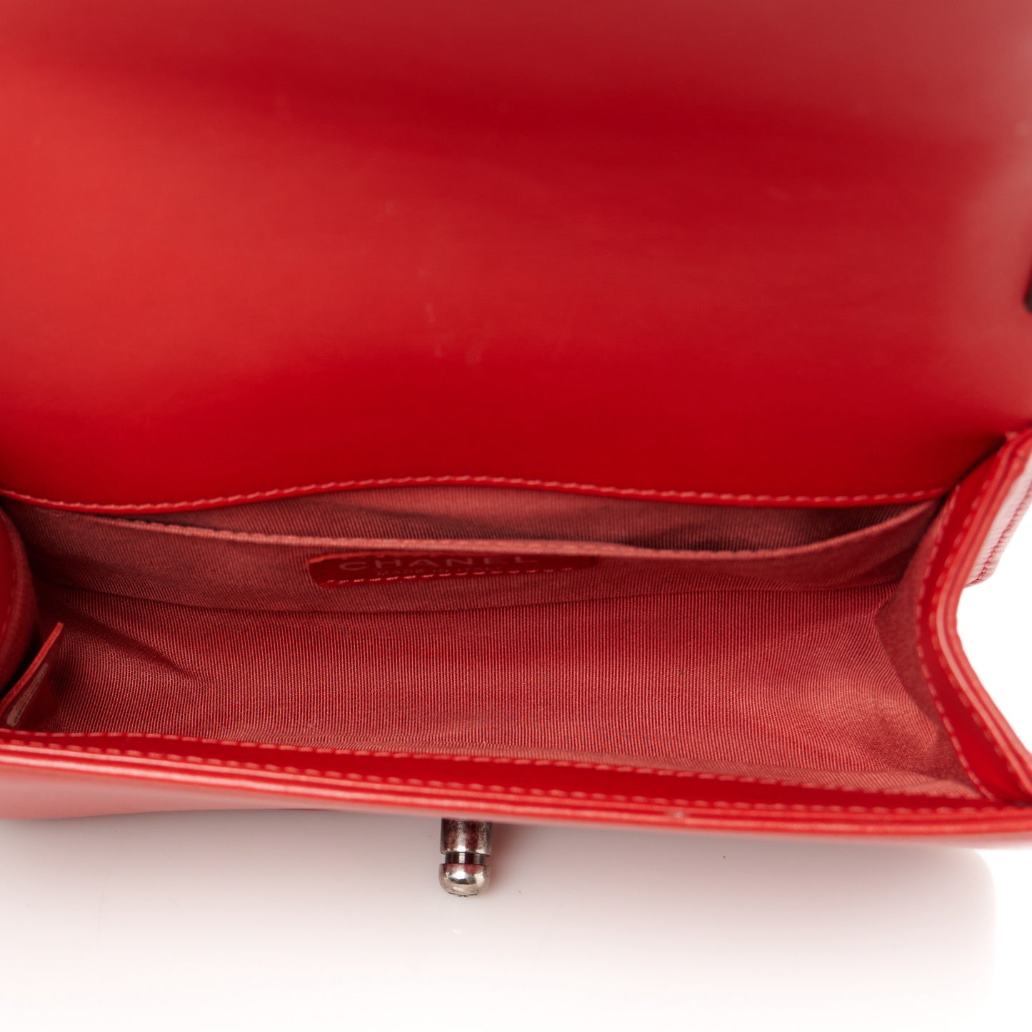Lambskin Quilted Small Boy Flap Red