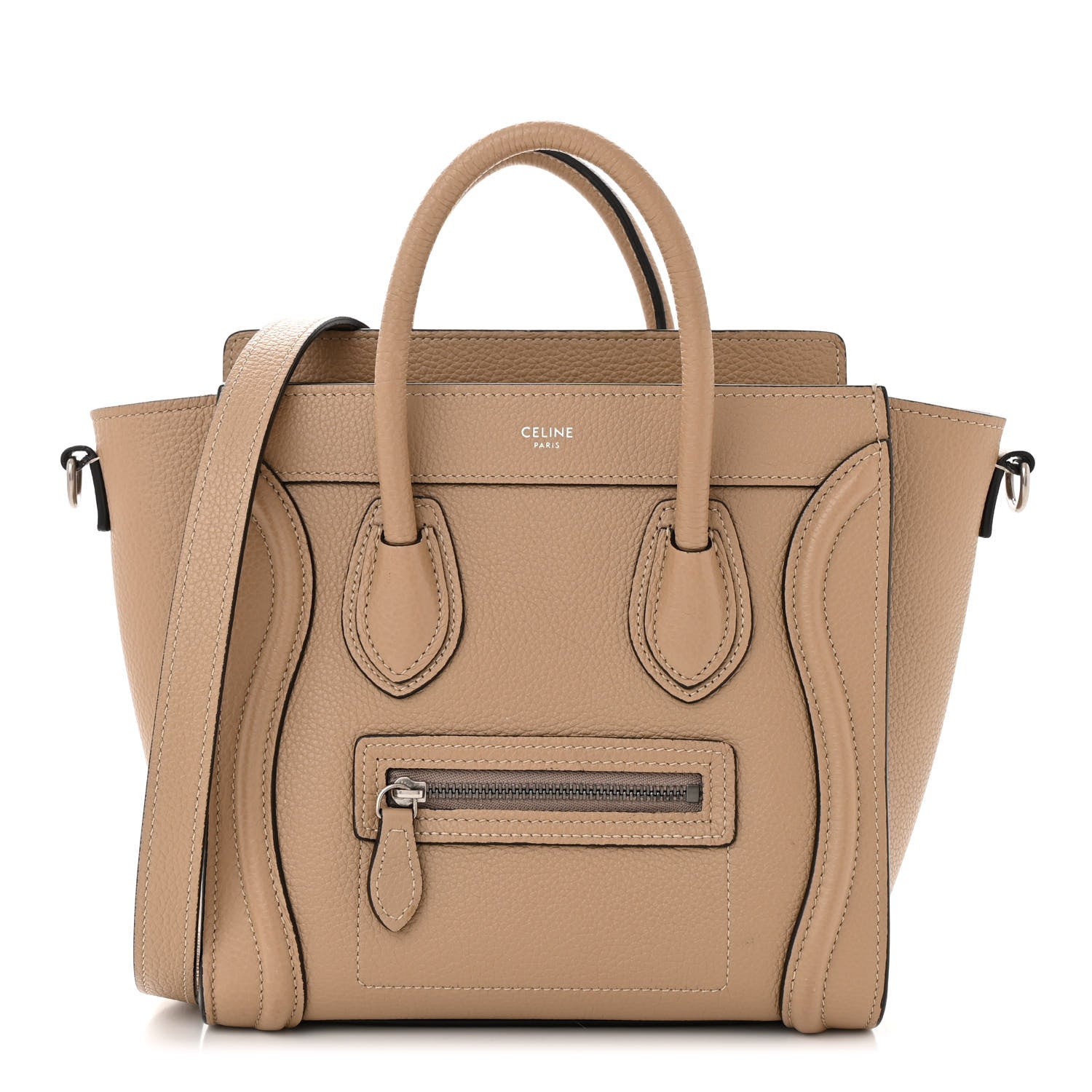 Celine Drummed Calfskin Nano Luggage Dune 1 of 11