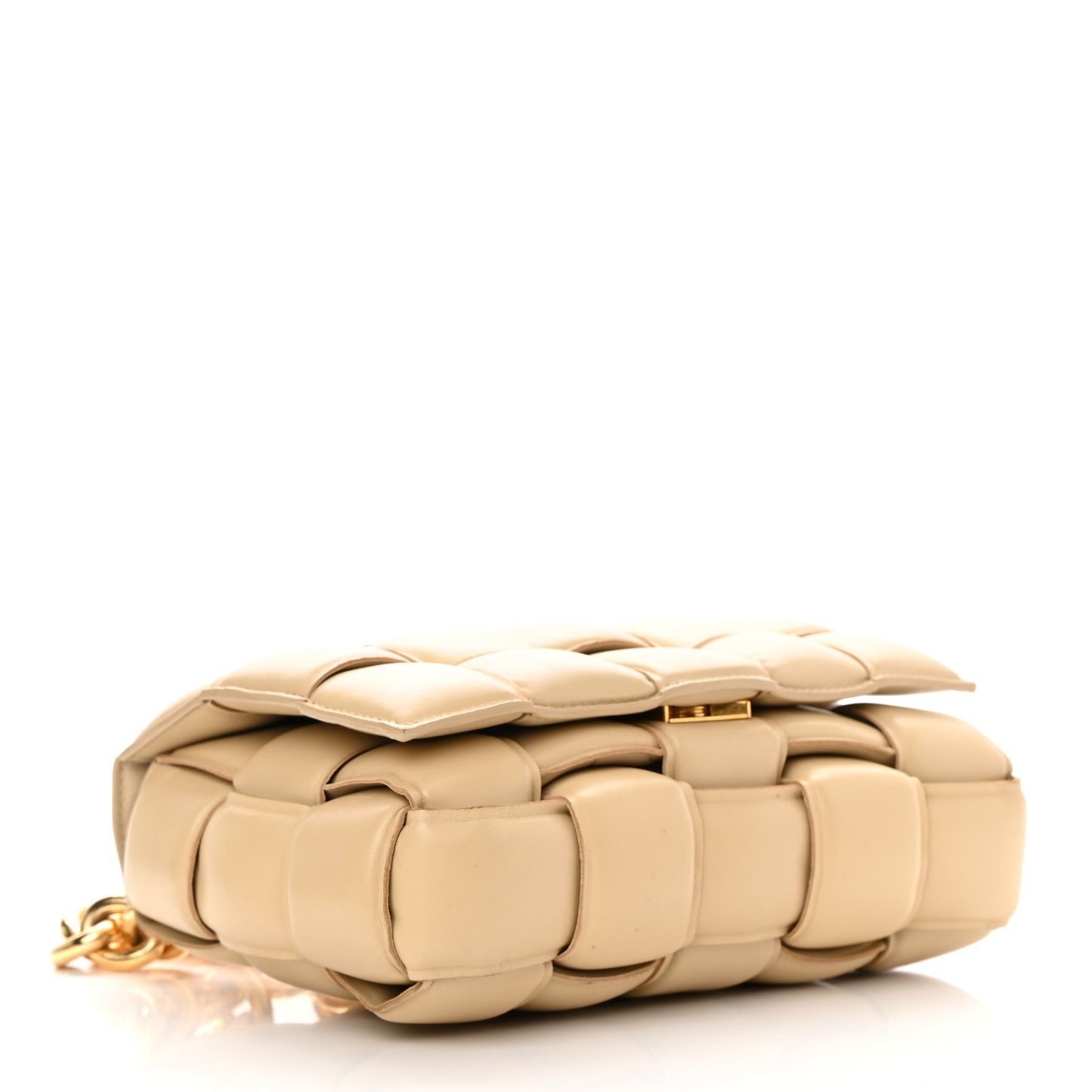 Lambskin Maxi Intreccio Padded Chain Cassette Crossbody Bag Porridge