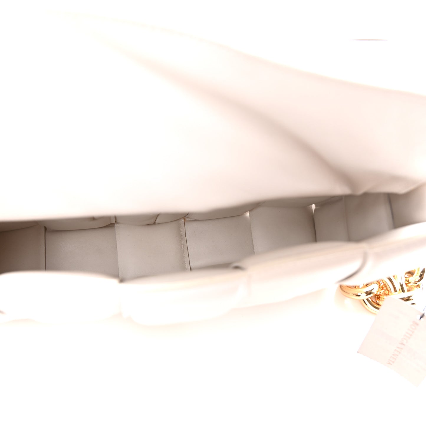 Lambskin Maxi Intreccio Padded Chain Cassette Crossbody Bag White