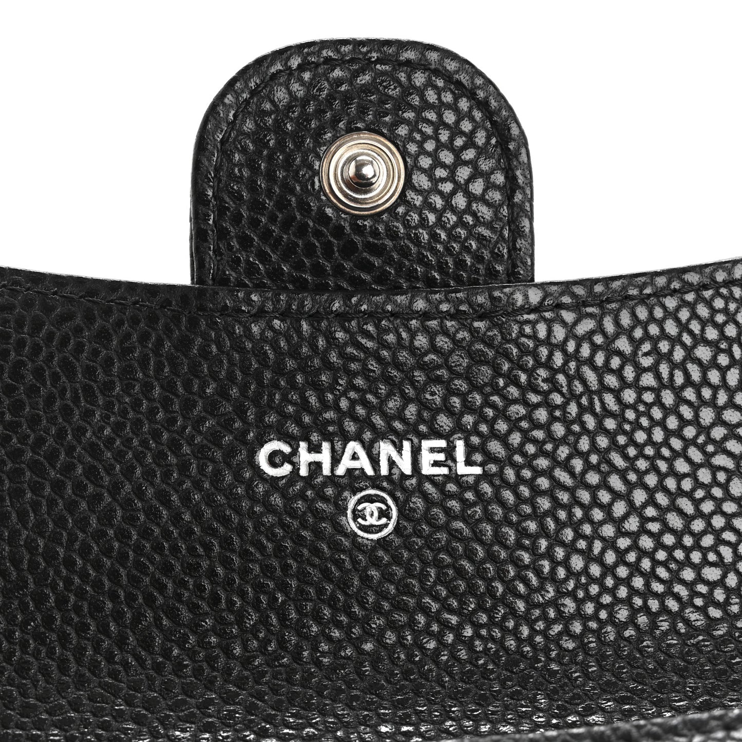 Caviar Chevron Quilted Flap Card Holder Black