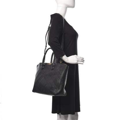 Burberry Heritage Grain Check Embossed Medium Dewsbury Tote Black 2 of 12