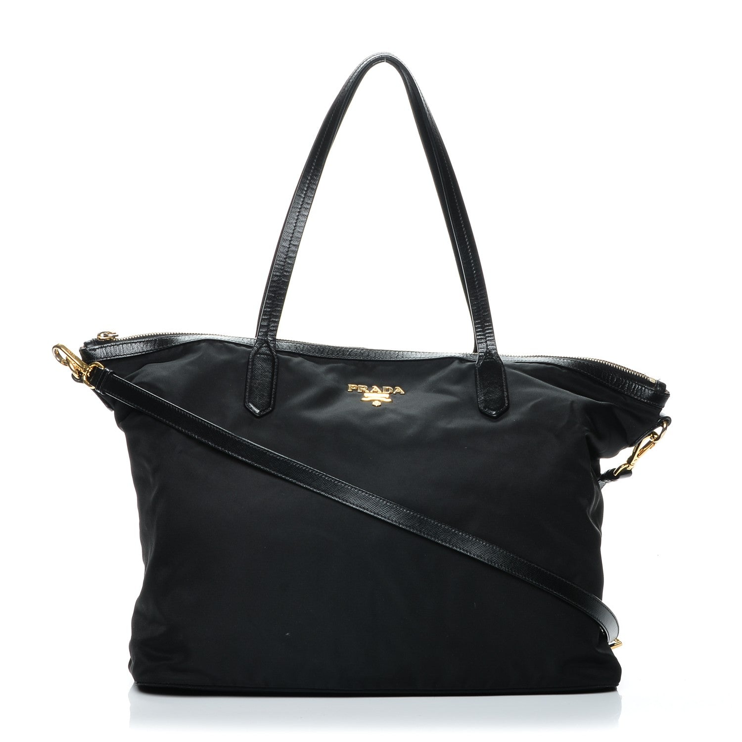 Prada Tessuto Nylon Saffiano Tote Nero Black 1 of 8