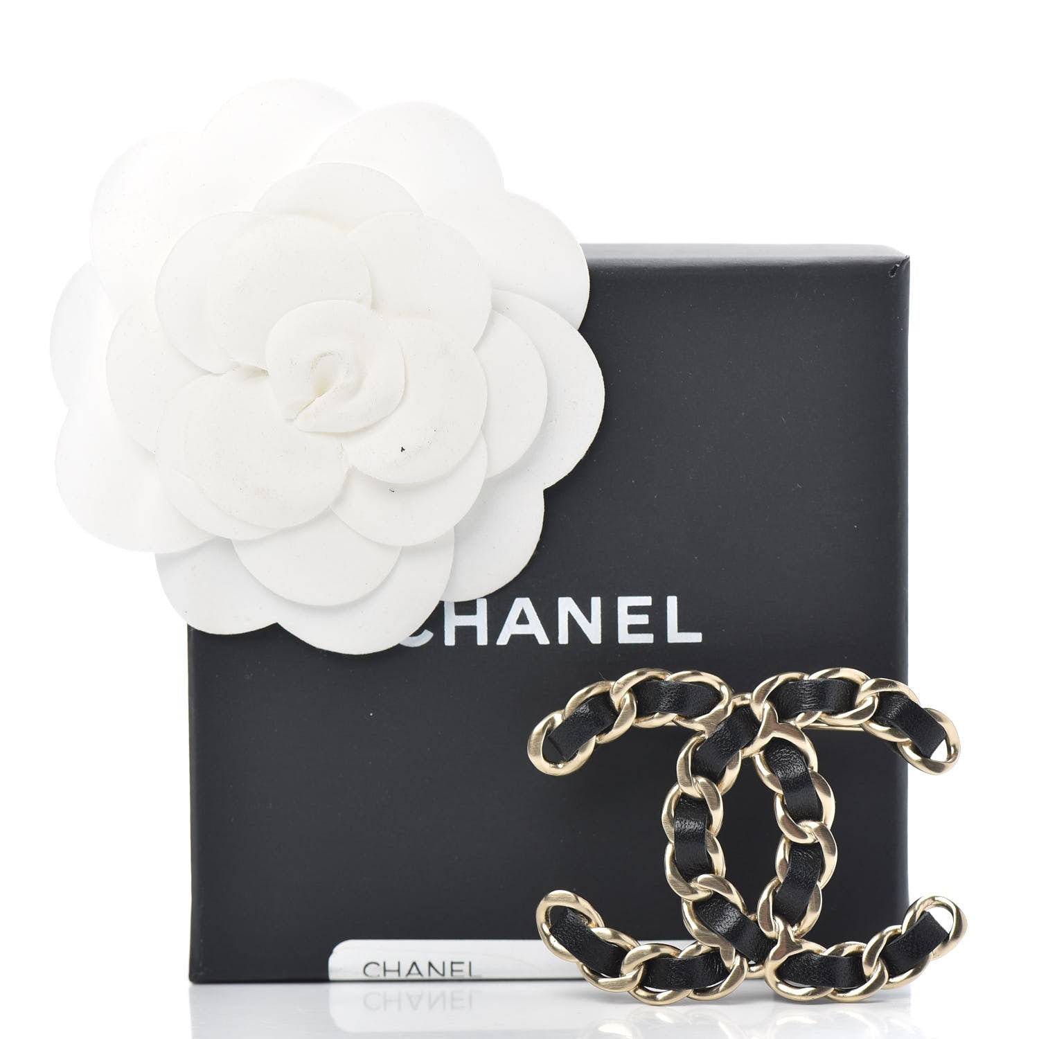 Chanel Lambskin Chain CC Brooch Black Gold 5 of 5