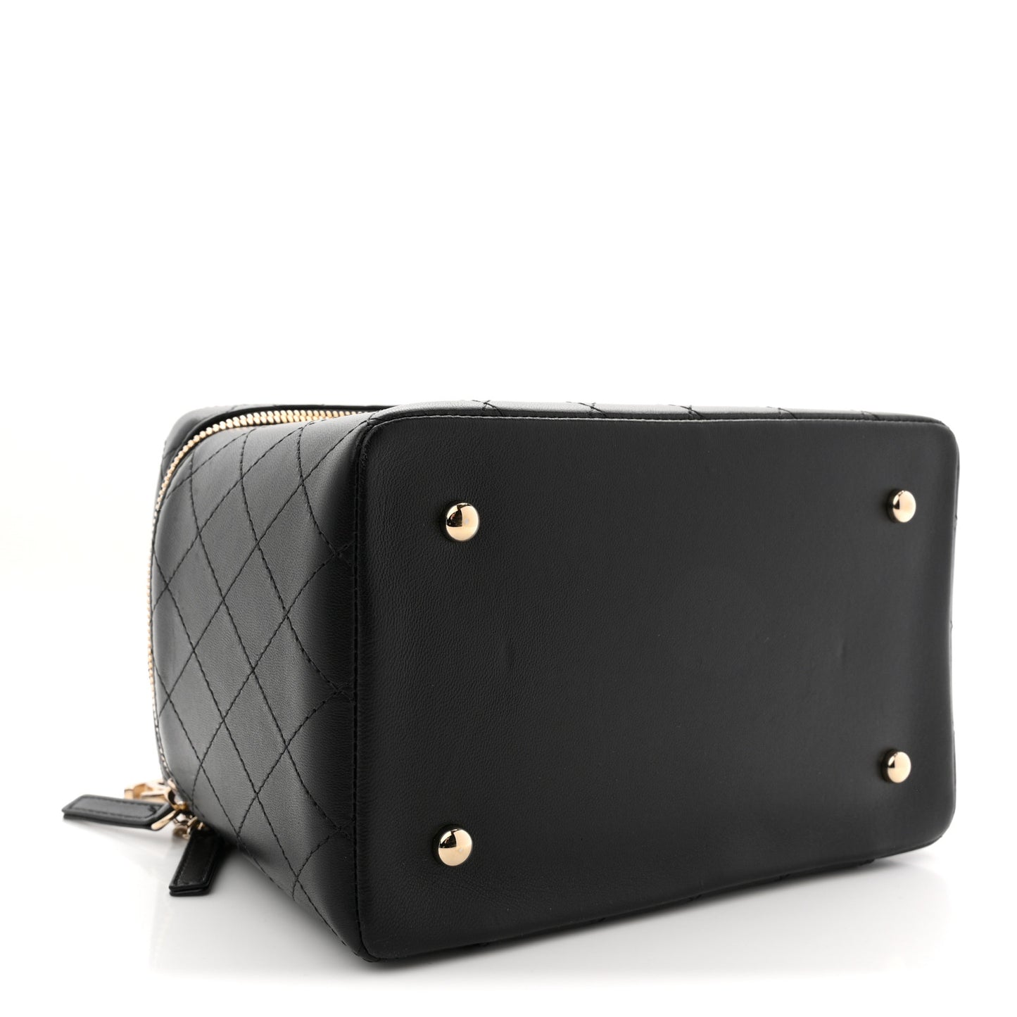 Lambskin Flat Quilted Knock On Wood Large Vanity Case Black