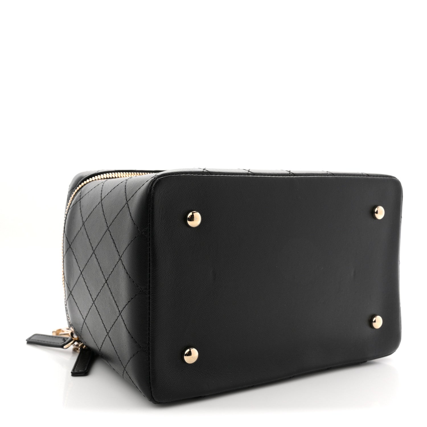 Chanel Lambskin Flat Quilted Knock On Wood Large Vanity Case Black 4 of 11