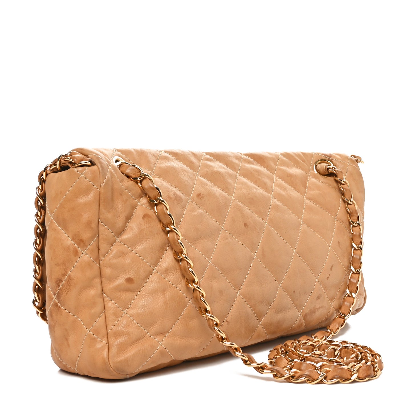 Calfskin Quilted Medium Chain Me Flap Light Beige