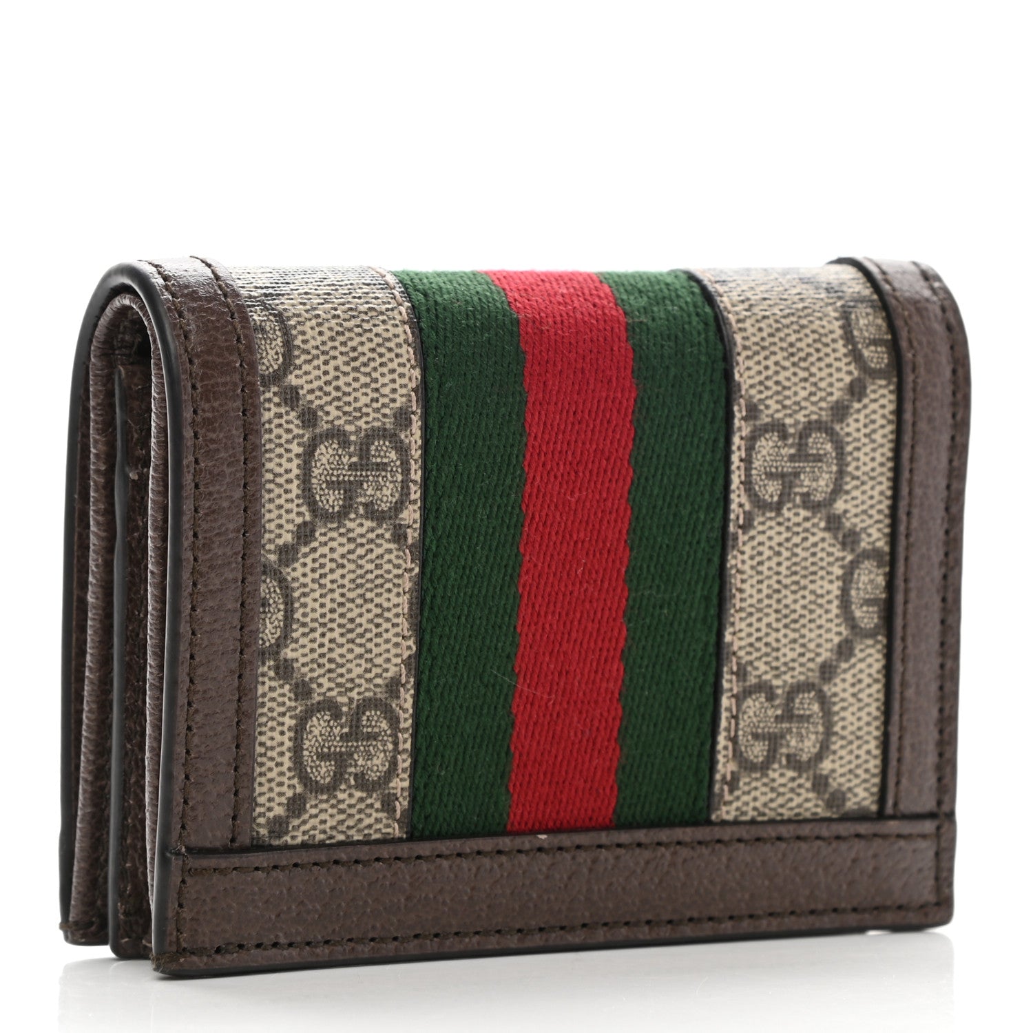 Gucci GG Supreme Monogram Web Ophidia Card Case Beige New Acero 3 of 7