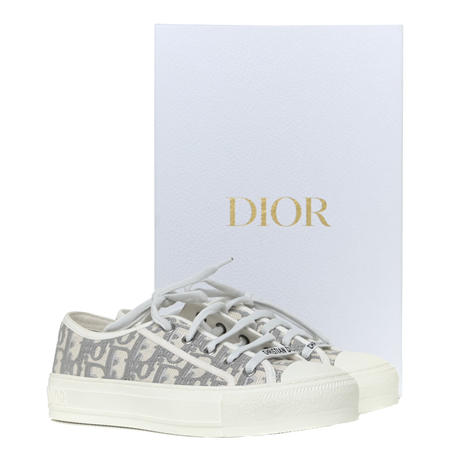 Christian Dior Canvas Oblique Walk'N'Dior Low Top Sneakers 36.5 Grey Stone 11 of 11