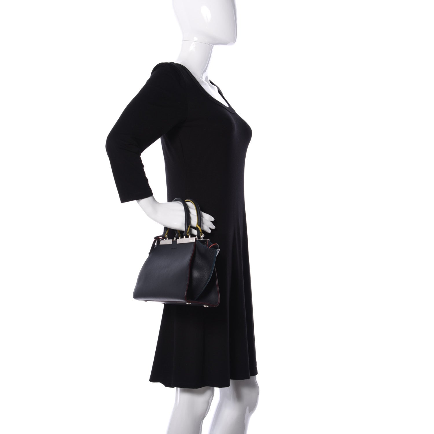 Fendi Vitello Dolce Mini 3jours Tote Blue Notte 3 of 11