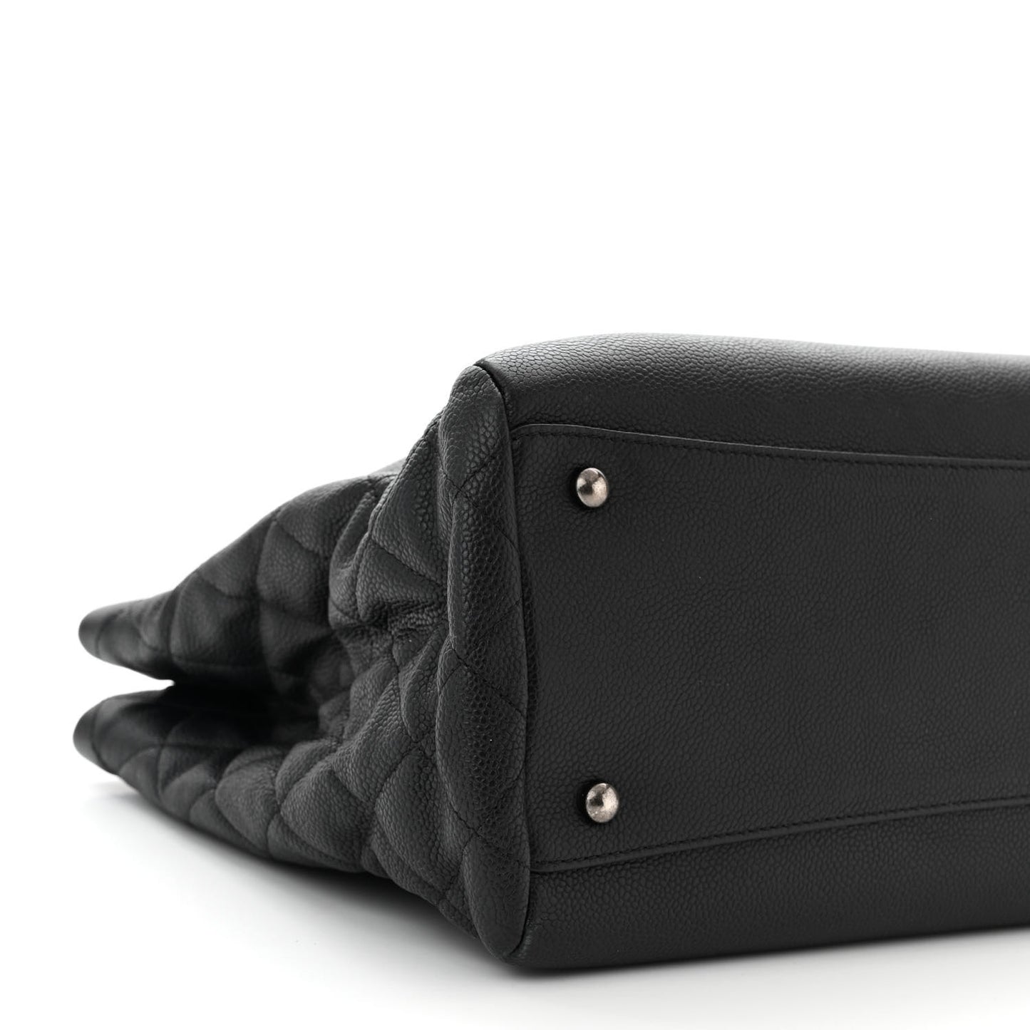 Caviar Lambskin Quilted Large Coco Break Shopping Bag Black