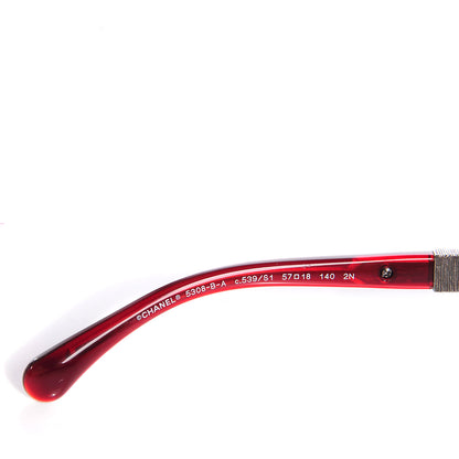 Chanel Crystal Baguette CC Square Sunglasses 5308 Red 4 of 7