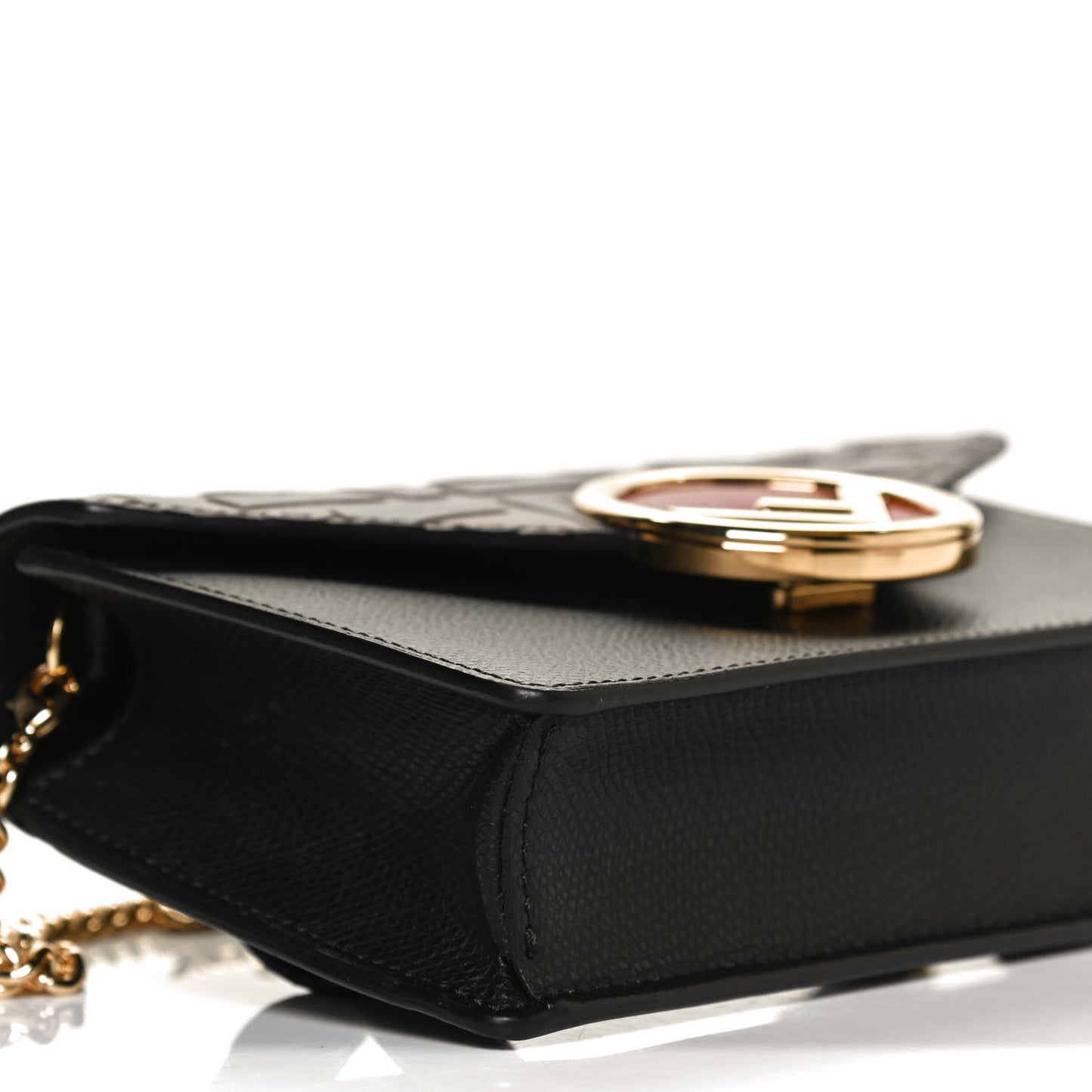 Vitello Cruise F is Fendi Bi-Color FF 1974 Embossed Envelope Belt Bag Maya Black
