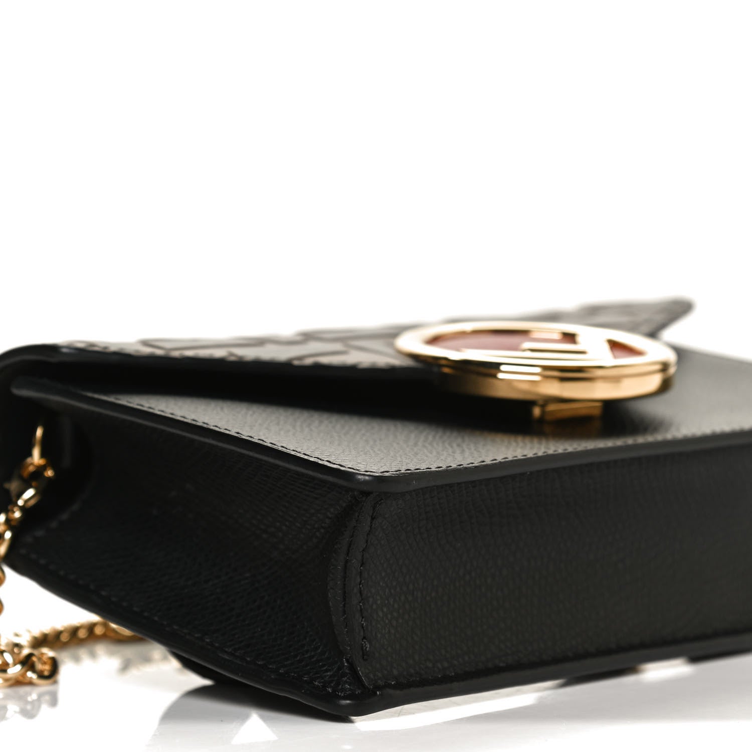 Fendi Vitello Cruise F is Fendi Bi-Color FF 1974 Embossed Envelope Belt Bag Maya Black 9 of 10