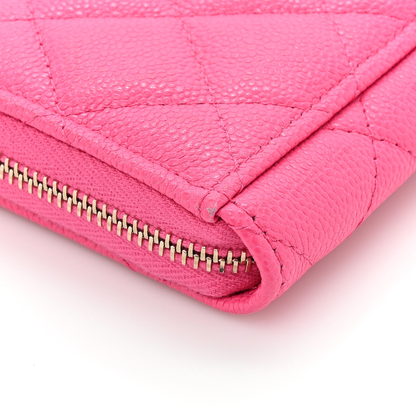Caviar Quilted CC Zip Around Card Holder Pink