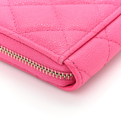 Chanel Caviar Quilted CC Zip Around Card Holder Pink 12 of 12