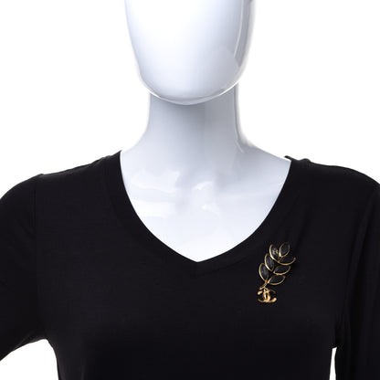 Chanel CC Leaf Brooch Gold Black 2 of 7