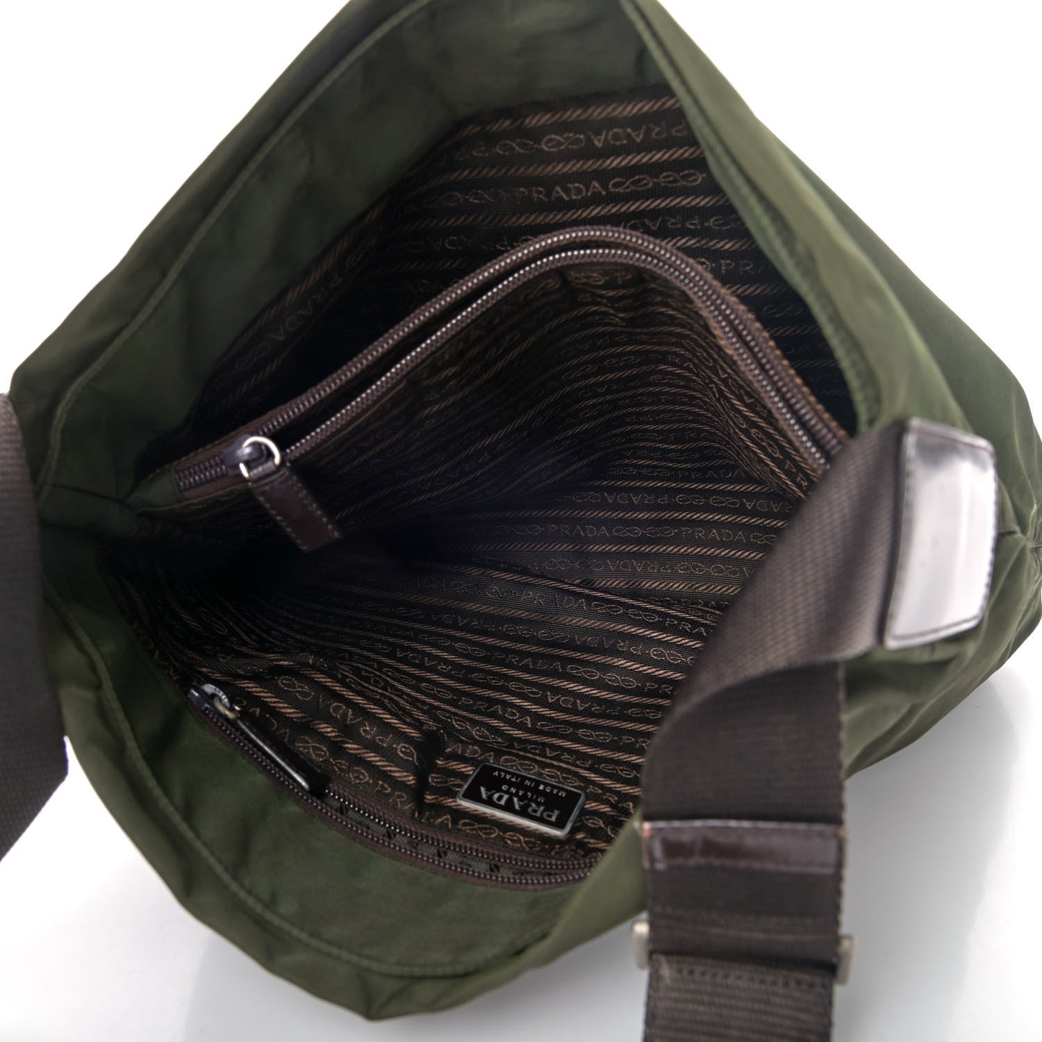 Prada Nylon Vela Flat Messenger Bag Mimetico 4 of 4