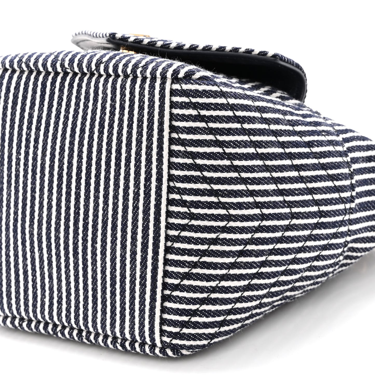 Canvas Striped Nano Joe Bucket Bag Deep Marine Cream