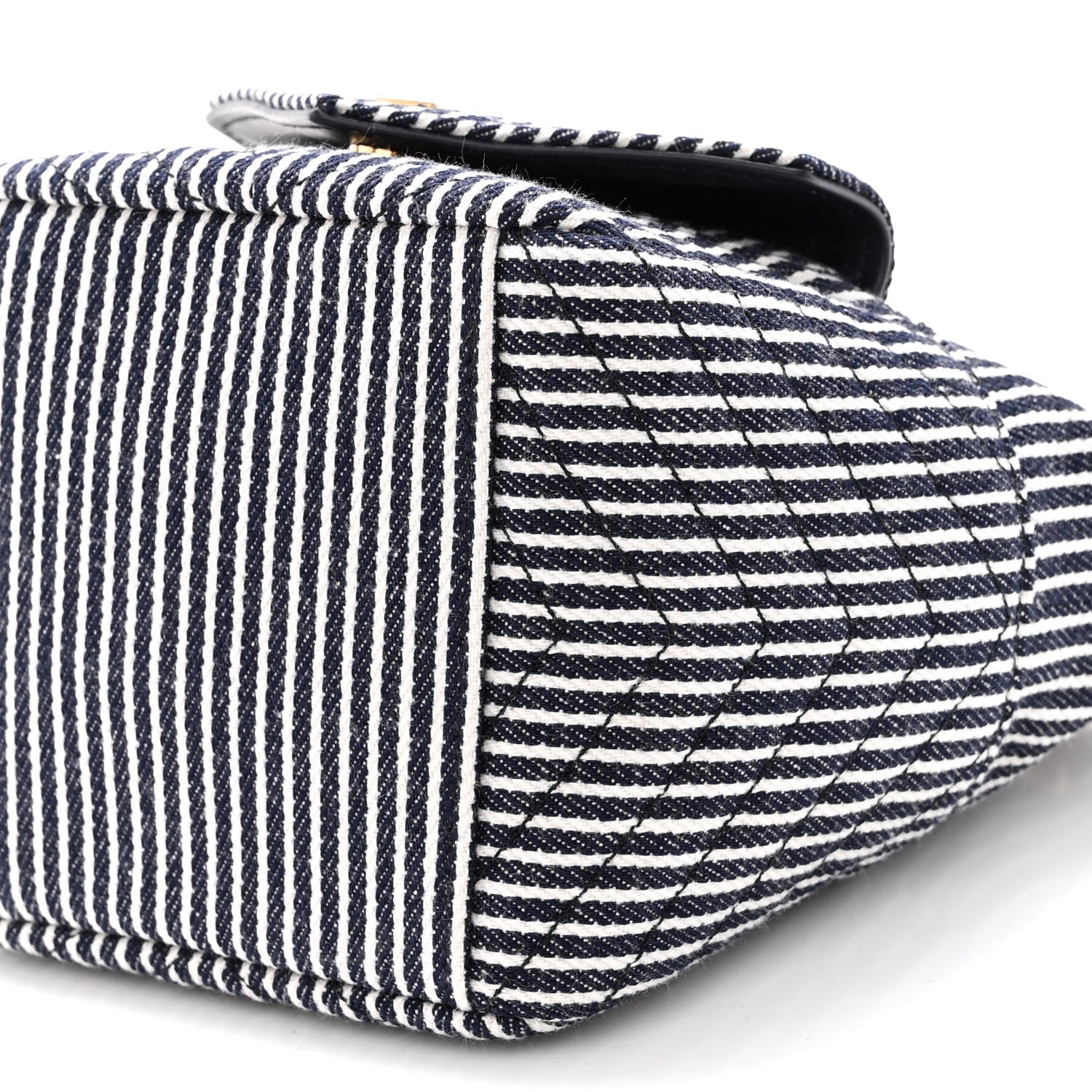 Saint Laurent Canvas Striped Nano Joe Bucket Bag Deep Marine Cream 9 of 10