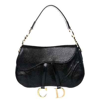 Christian Dior Calfskin Stingray Embossed Double Saddle Bag Black 1 of 10