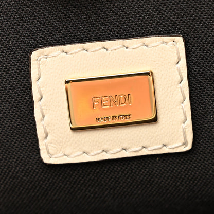 Fendi Vitello King Logo Embossed Medium Flat Pouch White Ice 6 of 8