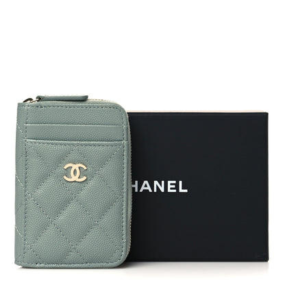 Chanel Caviar Quilted Zip Card Holder Grey 8 of 8