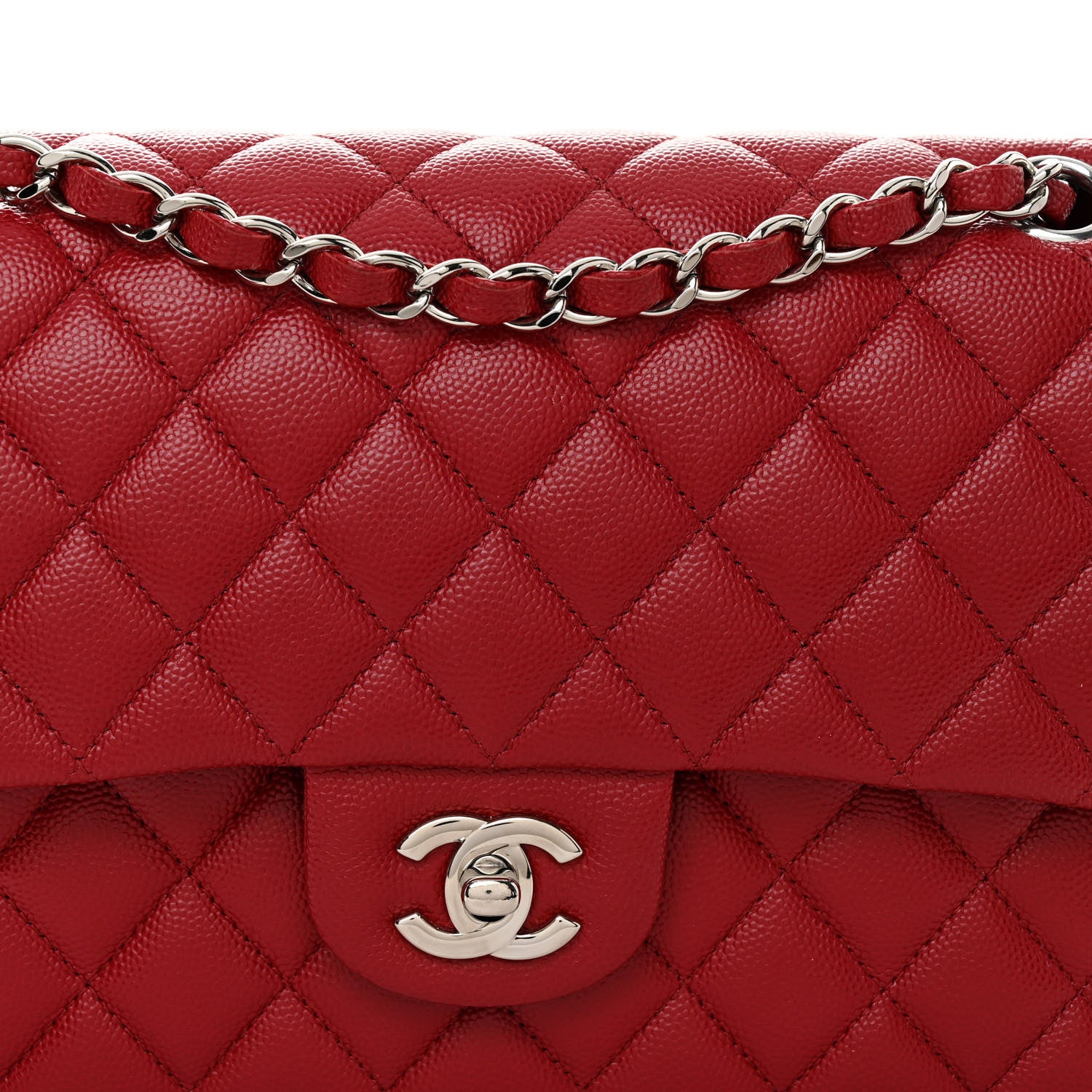 Chanel Caviar Quilted Medium Double Flap Dark Red 8 of 10